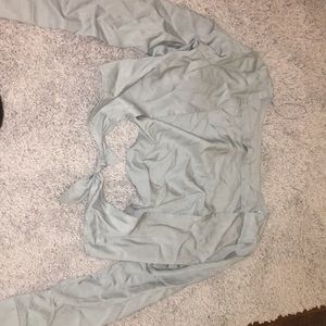 Blue silk long sleeve shirt